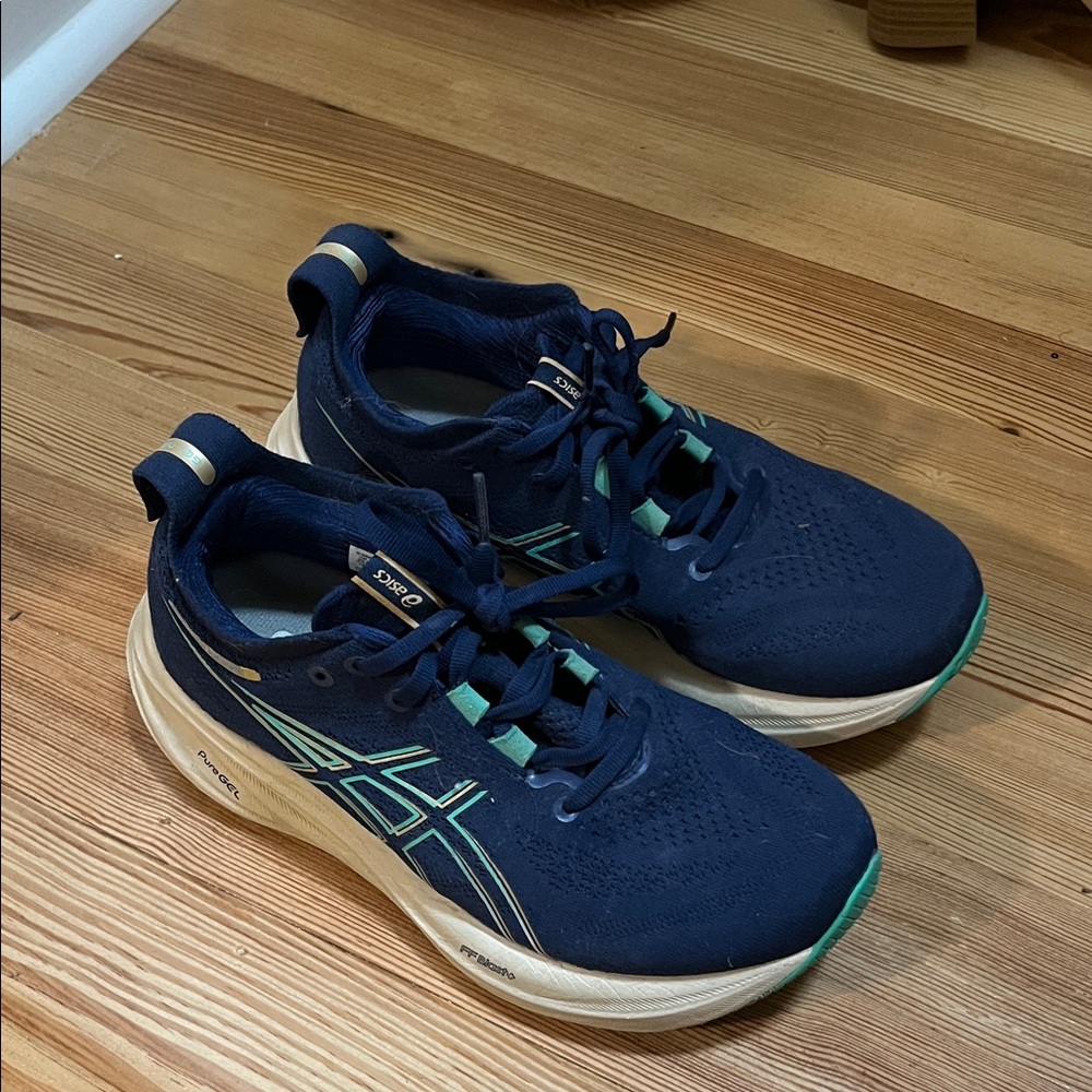 ASICS Navy and Green Running Shoes